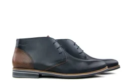 Hoge Veterschoenen | Nette Schoenen^Van Lier Hoge Veterschoen Donkerblauw Leer Perfo