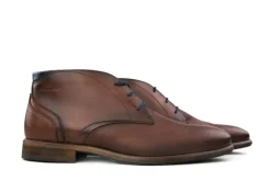 Hoge Veterschoenen | Nette Schoenen^Van Lier Hoge Veterschoen Cognac Print