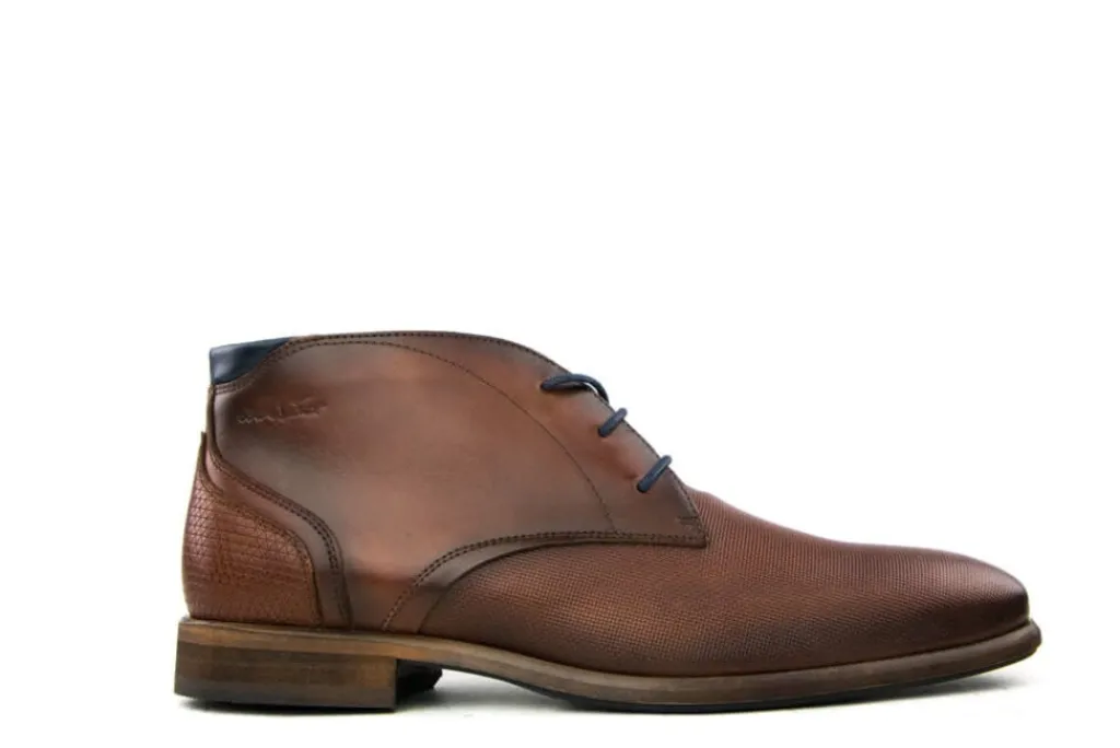 Hoge Veterschoenen | Nette Schoenen^Van Lier Hoge Veterschoen Cognac Print