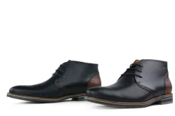 Hoge Veterschoenen | Nette Schoenen^Van Lier Hoge Veterschoen Donkerblauw Leer Perfo