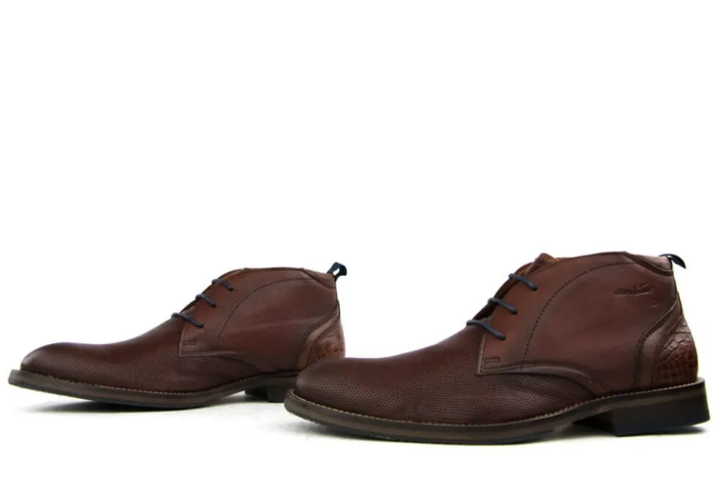 Hoge Veterschoenen | Nette Schoenen^Van Lier Hoge Veterschoen Cognac Leer