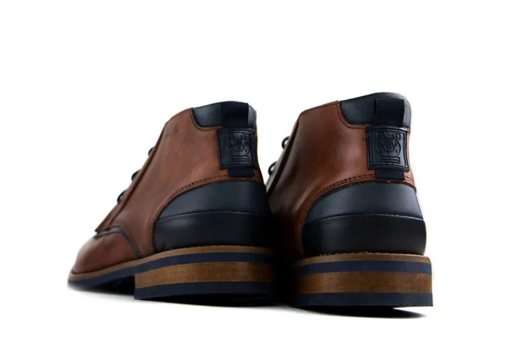 Hoge Veterschoenen | Nette Schoenen^Van Lier Hoge Veterschoenen Cognac Combi
