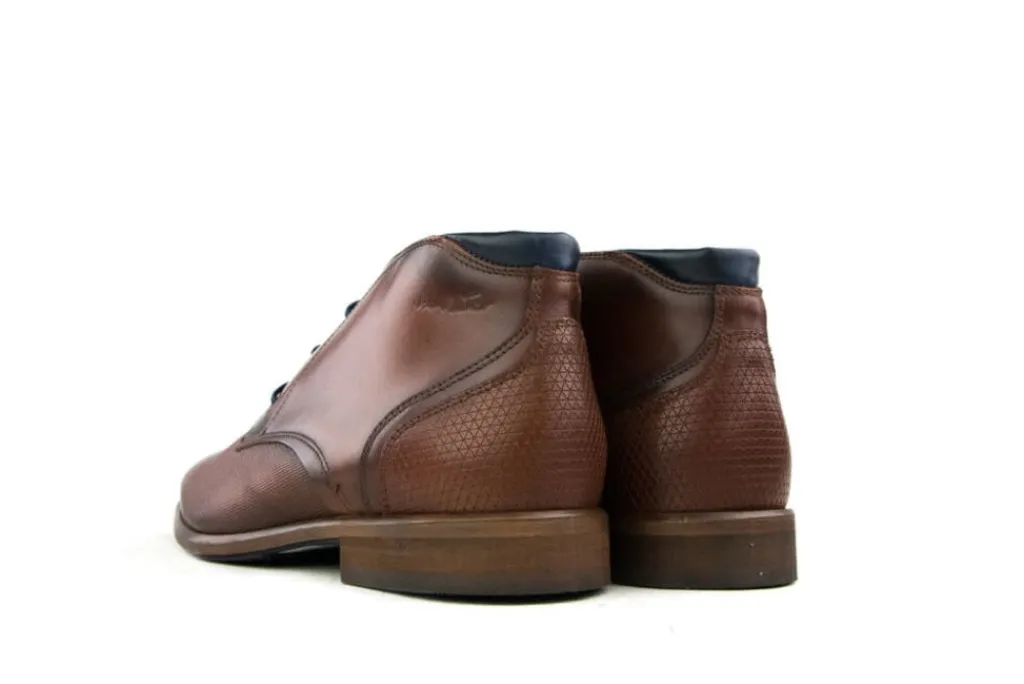 Hoge Veterschoenen | Nette Schoenen^Van Lier Hoge Veterschoen Cognac Print