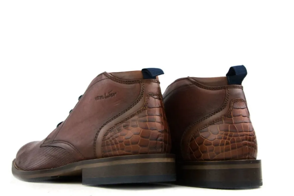 Hoge Veterschoenen | Nette Schoenen^Van Lier Hoge Veterschoen Cognac Leer