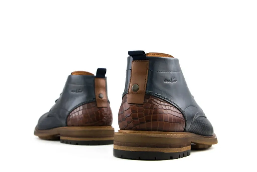 Veterboots En Bikerboot^Van Lier Veterboots Blauw Perfo