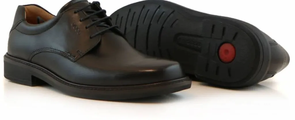 Veterschoenen^Ecco Veterschoen Zwart Leer