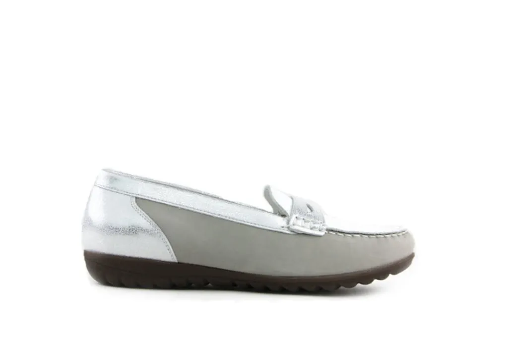 Mocassins | Loafers / Instappers^Waldläufer Waldlaufer Mocassin Hesima Stein Weiss Silber
