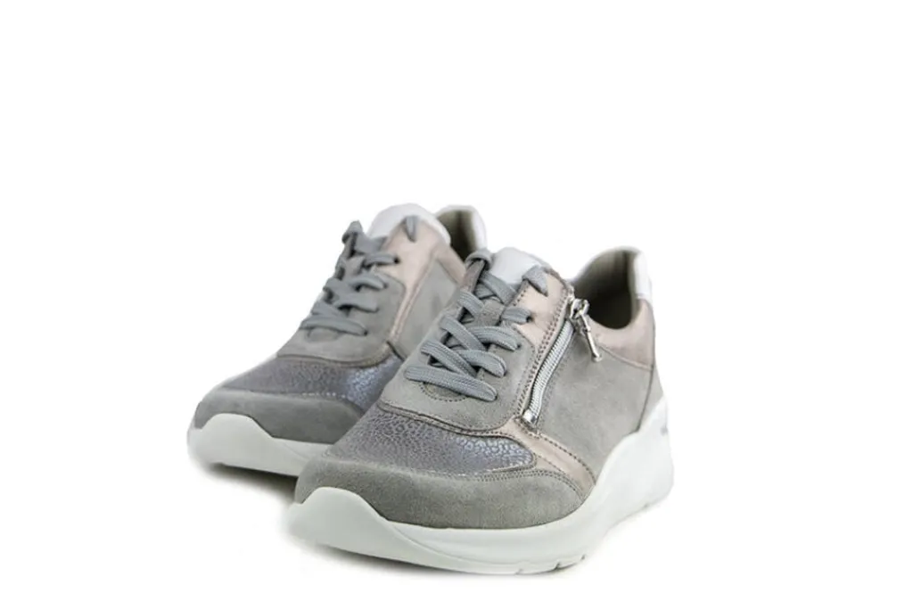 Sneakers | Wijdte H^Waldläufer Waldlaufer Sneaker Dilara Grey Stein Weiss