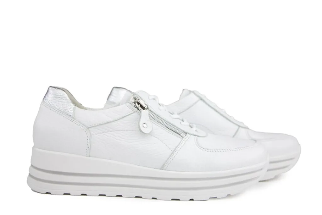 Sneakers | Wijdte H^Waldläufer Waldlaufer Sneaker Lana Hirsch Weiss Silber