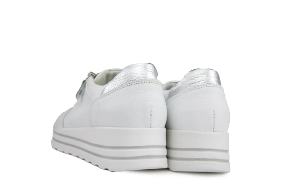 Sneakers | Wijdte H^Waldläufer Waldlaufer Sneaker Lana Hirsch Weiss Silber