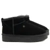 Enkellaarzen^Warmbat Boots Durack Plateau Black Suede