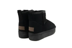 Enkellaarzen^Warmbat Boots Wallaby Plateau Black Suede