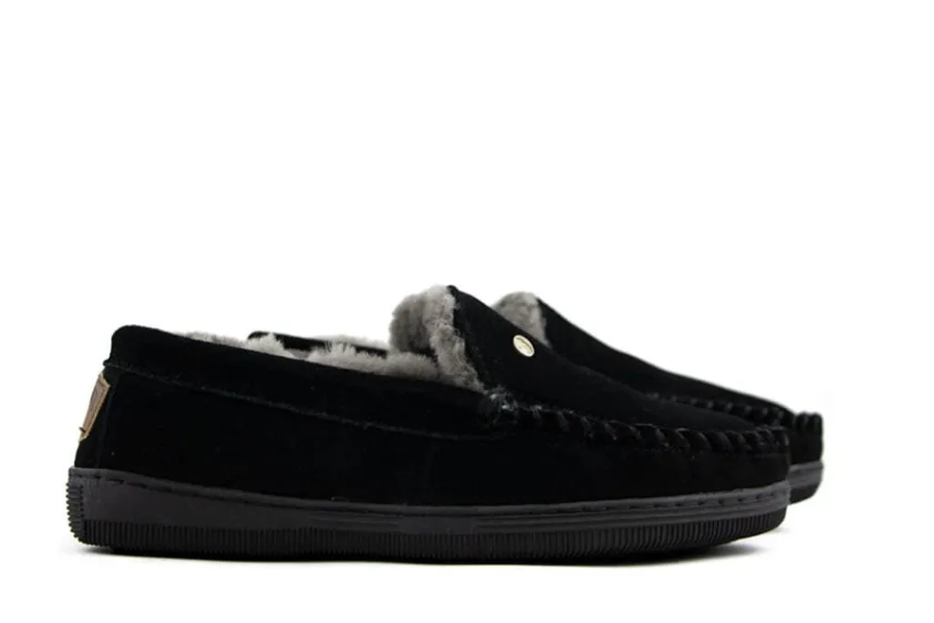 Pantoffels^Warmbat Grizzly Zwart Suede