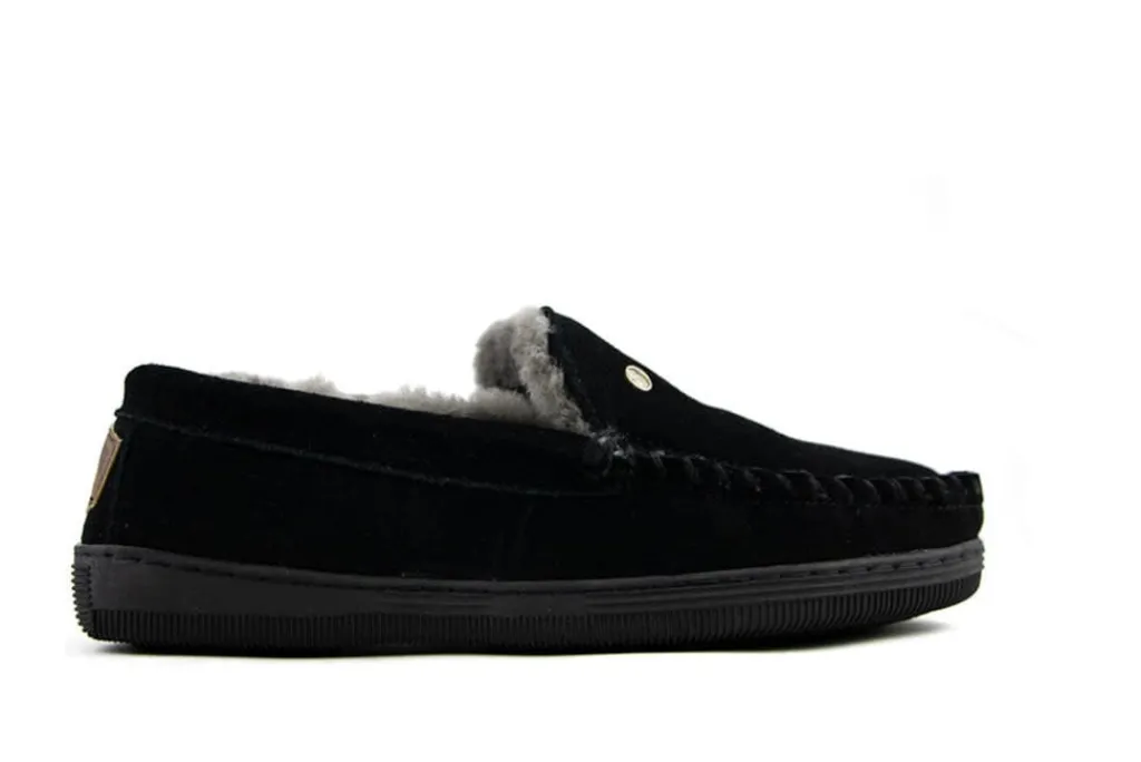 Pantoffels^Warmbat Grizzly Zwart Suede
