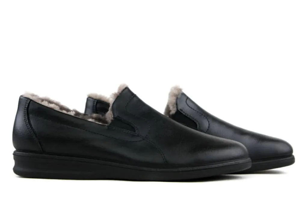 Pantoffels^Westland Instappers Belford 67 Zwart Vacht