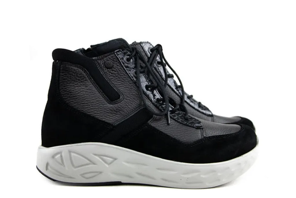 Sneakers^Wolky Hoge Sneaker Leap Leather Black