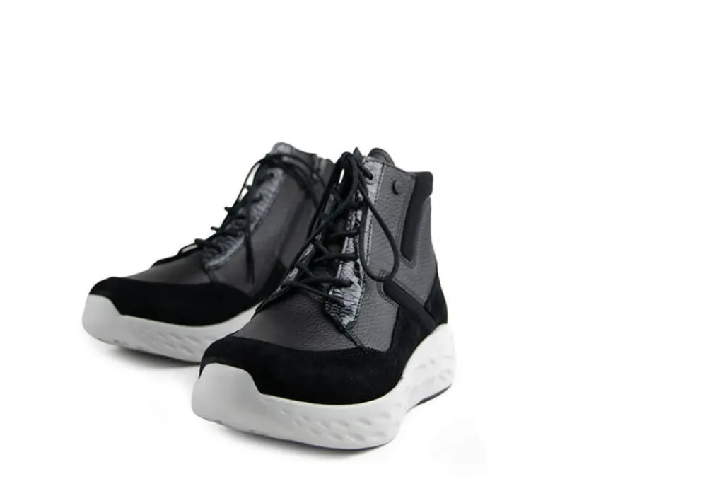Sneakers^Wolky Hoge Sneaker Leap Leather Black