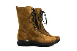 Veterboots En Bikerboots^Wolky Hoge Veterboot Zigzag Liverpool Suede Cognac