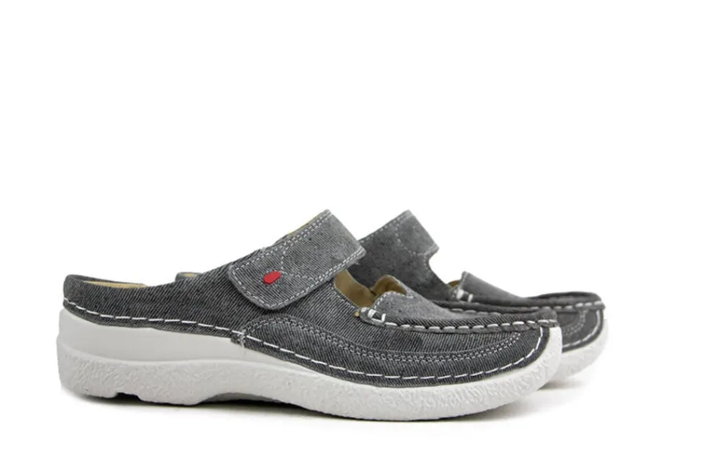 Slippers | Sandalen En Slippers^Wolky Roll Slipper Jeans Suede Grey Summer