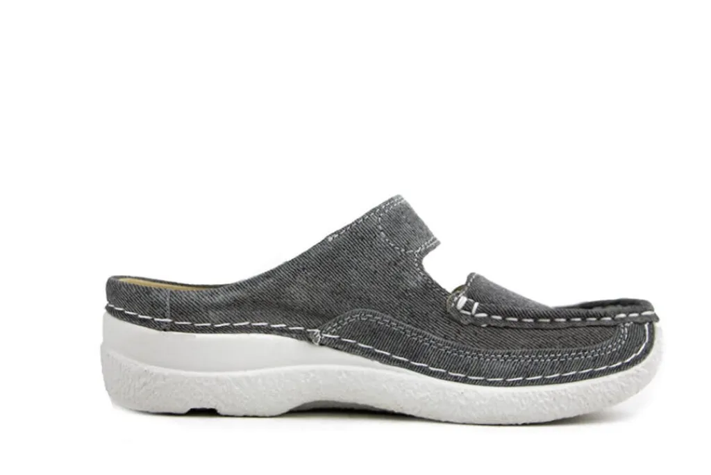 Slippers | Sandalen En Slippers^Wolky Roll Slipper Jeans Suede Grey Summer