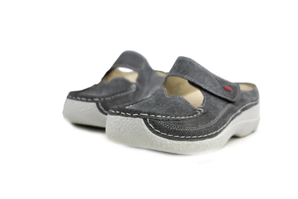 Slippers | Sandalen En Slippers^Wolky Roll Slipper Jeans Suede Grey Summer